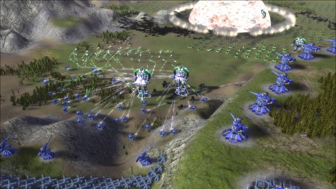 A mech battle in Supreme Commander